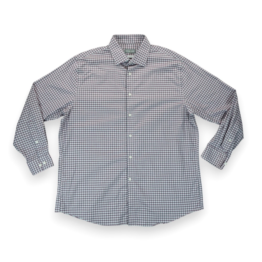 Michael Kors Men's Airsoft Performance Gingham Dress Shirt Size 17 32/33 ~ XL